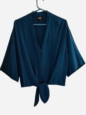 INC International Concepts Blue Drape Jacket Size 12W